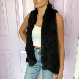 Black rabbit fur vest